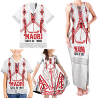 Toitu Te Tiriti Waitangi Family Matching Tank Maxi Dress and Hawaiian Shirt White Wharenui House - Polynesian Pride