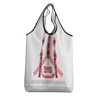 Toitu Te Tiriti Waitangi Grocery Bag White Wharenui House - Polynesian Pride
