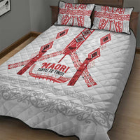 Toitu Te Tiriti Waitangi Quilt Bed Set White Wharenui House - Polynesian Pride