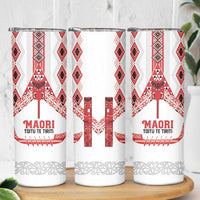 Toitu Te Tiriti Waitangi Skinny Tumbler White Wharenui House - Polynesian Pride