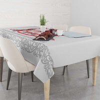 Toitu Te Tiriti Waitangi Tablecloth White Wharenui House - Polynesian Pride