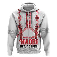 Toitu Te Tiriti Waitangi Zip Hoodie White Wharenui House LT9 Zip Hoodie white - Polynesian Pride