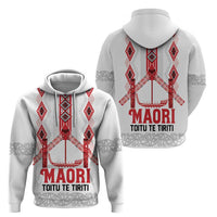 Toitu Te Tiriti Waitangi Zip Hoodie White Wharenui House LT9 - Polynesian Pride
