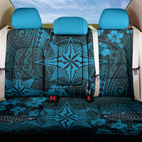 Vintage Tonga Tribal Ngatu Pattern Back Car Seat Cover With Pacific Floral Aqua Art LT9 One Size Aqua - Polynesian Pride