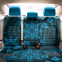 Vintage Tonga Tribal Ngatu Pattern Back Car Seat Cover With Pacific Floral Aqua Art LT9 - Polynesian Pride