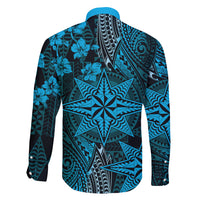 Vintage Tonga Tribal Ngatu Pattern Family Matching Mermaid Dress and Hawaiian Shirt With Pacific Floral Aqua Art