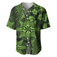Vintage Tonga Tribal Ngatu Pattern Baseball Jersey With Pacific Floral Lime Green Art LT9 Lime Green - Polynesian Pride