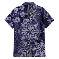 Vintage Tonga Tribal Ngatu Pattern Family Matching Off The Shoulder Long Sleeve Dress and Hawaiian Shirt With Pacific Floral Pink Art