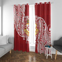 Personalised Kolisi Tonga Atele 142nd Anniversary Window Curtain Special Kupesi Pattern LT9 With Grommets White - Polynesian Pride
