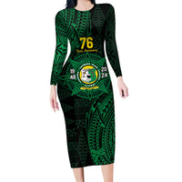 Personalised Tonga Liahona High School 76th Anniversary Family Matching Long Sleeve Bodycon Dress and Hawaiian Shirt Special Kupesi Pattern