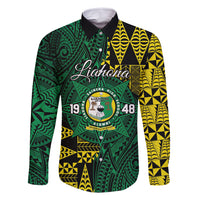 Personalised Tonga Liahona High School Family Matching Long Sleeve Bodycon Dress and Hawaiian Shirt Since 1948 Special Kupesi Pattern