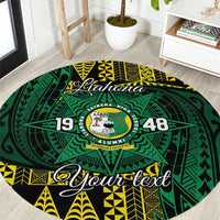 Personalised Tonga Liahona High School Round Carpet Since 1948 Special Kupesi Pattern LT9 Green - Polynesian Pride