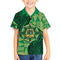 Personalised Tonga Saineha High School Family Matching Summer Maxi Dress and Hawaiian Shirt Since 1978 Special Kupesi Pattern LT9 Son's Shirt Green - Polynesian Pride
