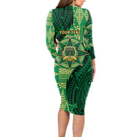 Personalised Tonga Saineha High School Long Sleeve Bodycon Dress Since 1978 Special Kupesi Pattern LT9 - Polynesian Pride