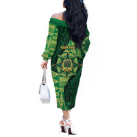 Personalised Tonga Saineha High School Off The Shoulder Long Sleeve Dress Since 1978 Special Kupesi Pattern LT9 - Polynesian Pride