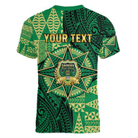 Personalised Tonga Saineha High School Women V-Neck T-Shirt Since 1978 Special Kupesi Pattern LT9 - Polynesian Pride