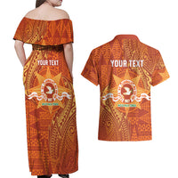 Personalised Tonga Tailulu College Couples Matching Off Shoulder Maxi Dress and Hawaiian Shirt Since 1967 Special Kupesi Pattern Version 1 LT9 - Polynesian Pride