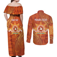 Personalised Tonga Tailulu College Couples Matching Off Shoulder Maxi Dress and Long Sleeve Button Shirt Since 1967 Special Kupesi Pattern Version 1 LT9 - Polynesian Pride