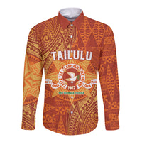 Personalised Tonga Tailulu College Long Sleeve Button Shirt Since 1967 Special Kupesi Pattern Version 1 LT9 Unisex Gold - Polynesian Pride