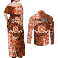 Personalised Tonga Tailulu College Couples Matching Off Shoulder Maxi Dress and Long Sleeve Button Shirt Since 1967 Special Kupesi Pattern Version 2 LT9 - Polynesian Pride