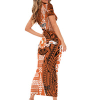 Personalised Tonga Tailulu College Short Sleeve Bodycon Dress Since 1967 Special Kupesi Pattern Version 2 LT9 - Polynesian Pride