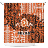 Personalised Tonga Tailulu College Shower Curtain Since 1967 Special Kupesi Pattern Version 2 LT9 Black - Polynesian Pride