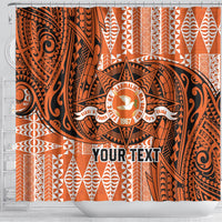 Personalised Tonga Tailulu College Shower Curtain Since 1967 Special Kupesi Pattern Version 2 LT9 - Polynesian Pride
