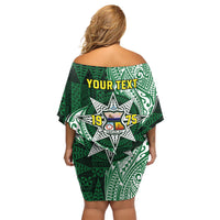 Personalised Tonga Takuilau College Off Shoulder Short Dress Since 1975 Special Kupesi Pattern LT9 - Polynesian Pride