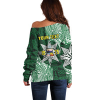Personalised Tonga Takuilau College Off Shoulder Sweater Since 1975 Special Kupesi Pattern