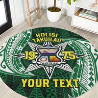 Personalised Tonga Takuilau College Round Carpet Since 1975 Special Kupesi Pattern LT9 Green - Polynesian Pride