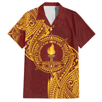 Personalised Tonga Beulah College Family Matching Off The Shoulder Long Sleeve Dress and Hawaiian Shirt Since 1938 Special Kupesi Pattern LT9 Dad's Shirt - Short Sleeve Gold - Polynesian Pride