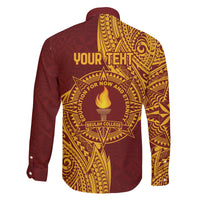 Personalised Tonga Beulah College Family Matching Off The Shoulder Long Sleeve Dress and Hawaiian Shirt Since 1938 Special Kupesi Pattern LT9 - Polynesian Pride