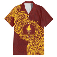 Personalised Tonga Beulah College Family Matching Off Shoulder Maxi Dress and Hawaiian Shirt Since 1938 Special Kupesi Pattern LT9 Dad's Shirt - Short Sleeve Gold - Polynesian Pride