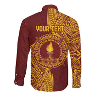 Personalised Tonga Beulah College Long Sleeve Button Shirt Since 1938 Special Kupesi Pattern LT9 - Polynesian Pride