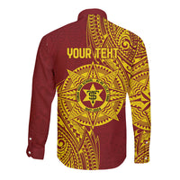 Personalised Tonga High School 77th Anniversary Long Sleeve Button Shirt Special Kupesi Pattern LT9 - Polynesian Pride