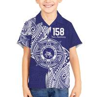 Personalised Tonga Tupou College Tolo 158th Anniversary Family Matching Long Sleeve Bodycon Dress and Hawaiian Shirt Special Kupesi Pattern LT9 Son's Shirt Blue - Polynesian Pride