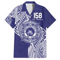 Personalised Tonga Tupou College Tolo 158th Anniversary Family Matching Short Sleeve Bodycon Dress and Hawaiian Shirt Special Kupesi Pattern LT9 Dad's Shirt - Short Sleeve Blue - Polynesian Pride