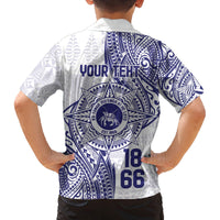 Personalised Tonga Tupou College Tolo Family Matching Off The Shoulder Long Sleeve Dress and Hawaiian Shirt Since 1866 Special Kupesi Pattern LT9 - Polynesian Pride