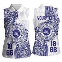 Personalised Tonga Tupou College Tolo Women Sleeveless Polo Shirt Since 1866 Special Kupesi Pattern LT9 - Polynesian Pride