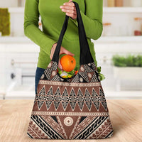 Vintage Bula Fiji Grocery Bag Brown Tapa Masi Motif