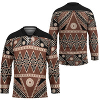 Vintage Bula Fiji Hockey Jersey Brown Tapa Masi Motif LT9 - Polynesian Pride