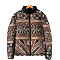 Vintage Bula Fiji Padded Jacket Brown Tapa Masi Motif LT9 - Polynesian Pride