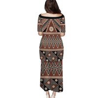 Vintage Bula Fiji Puletasi Brown Tapa Masi Motif