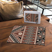 Vintage Bula Fiji Puzzle Brown Tapa Masi Motif LT9 - Polynesian Pride
