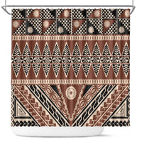 Vintage Bula Fiji Shower Curtain Brown Tapa Masi Motif