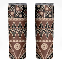 Vintage Bula Fiji Skinny Tumbler Brown Tapa Masi Motif