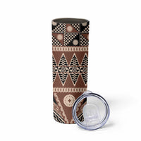Vintage Bula Fiji Skinny Tumbler Brown Tapa Masi Motif