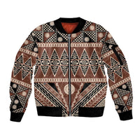 Vintage Bula Fiji Sleeve Zip Bomber Jacket Brown Tapa Masi Motif LT9 Unisex Brown - Polynesian Pride