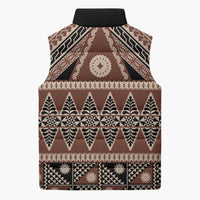 Vintage Bula Fiji Sleeveless Puffer Jacket Brown Tapa Masi Motif LT9 - Polynesian Pride