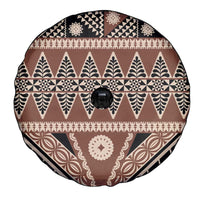 Vintage Bula Fiji Spare Tire Cover Brown Tapa Masi Motif